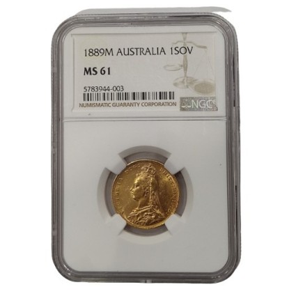 1889M 1 SOVEREIGN AUSTRALIA MS 61